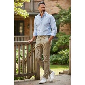 Calvin Klein Men’s Khaki Chino Pants Size 34 Beige Straight Leg Cotton Casual